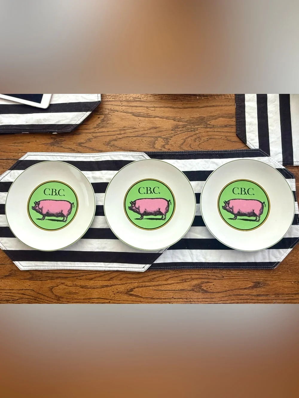 The Official Preppy Pig Plates Set x 3 C.B.C. Couldn’t Be Cuter Salad Plate dish
